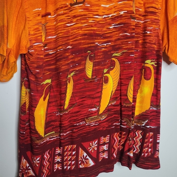 Vintage Presence Sailboat Graphic Button Up Shortsleeved Size Large - Picture 4 of 6